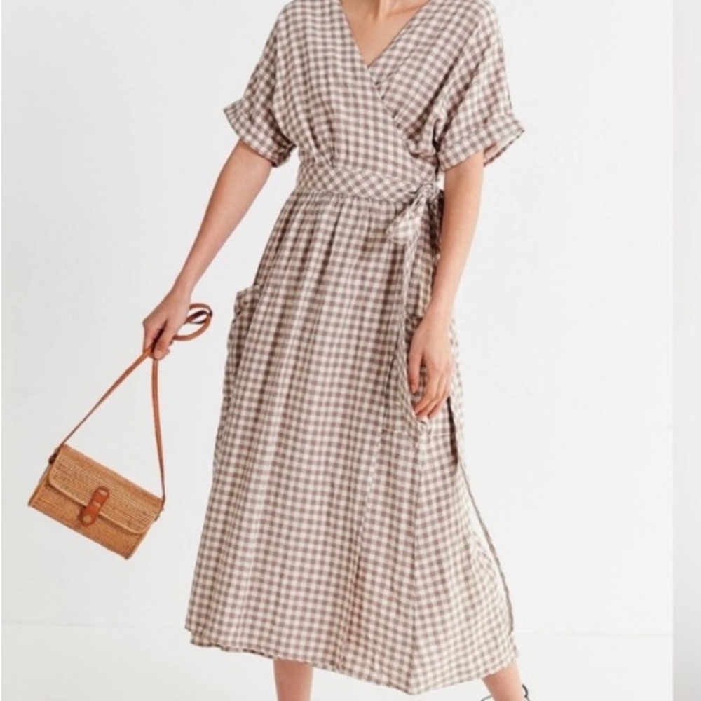 Urban Outfitters Brown and Cream Midi Dress